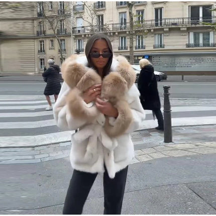 Hoody Faux Fur Furry Coats Women Fashion Belt Long Sleeve Pocket Thicken Warm Jacket 2026 Autumn Winter Urban Lady Streetwears