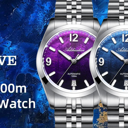 ADDIESDIVE Men Luxury Diver Automatic Mechanical Watch Sapphire Crystal 100M Waterproof Stainless Steel Business Sports AD2547