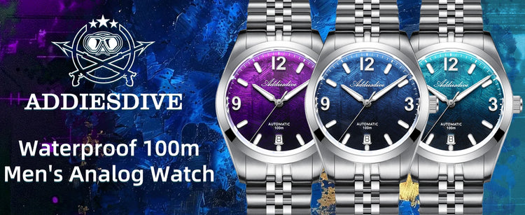 ADDIESDIVE Men Luxury Diver Automatic Mechanical Watch Sapphire Crystal 100M Waterproof Stainless Steel Business Sports AD2547