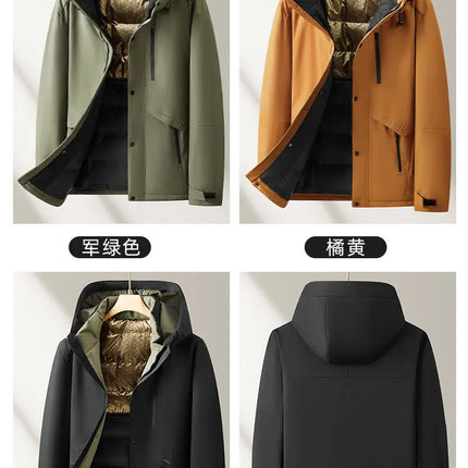 Oversized Men's 90% White Duck Down Jackets Winter Outdoor Windproof Warm Hooded Puffer Coat Loose Thicken Padded Parka Clothing