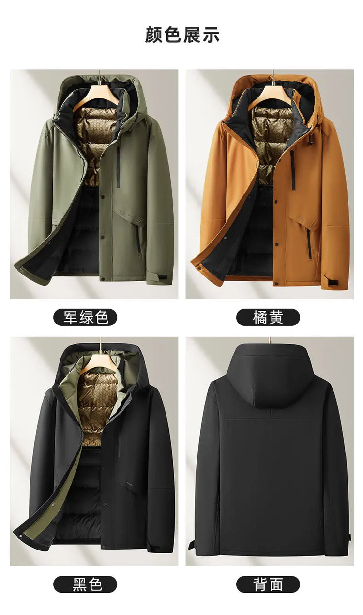 Oversized Men's 90% White Duck Down Jackets Winter Outdoor Windproof Warm Hooded Puffer Coat Loose Thicken Padded Parka Clothing