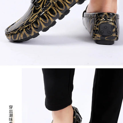Mocassini da Uomo con Motivi Testurizzati, Calzature Casual Slip-On per Uso Quotidiano, Calzature Resistenti all'Usura e Robuste per Uomo