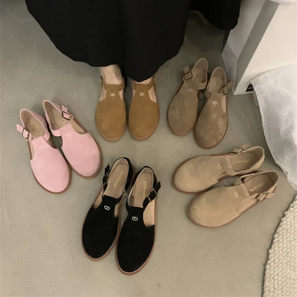 DIMANYU Women's Retro Roman Baotou Sandals, New Summer 2026 Models, Frosted Genuine Leather, Women's Flat Shoes, Perforated Sandals