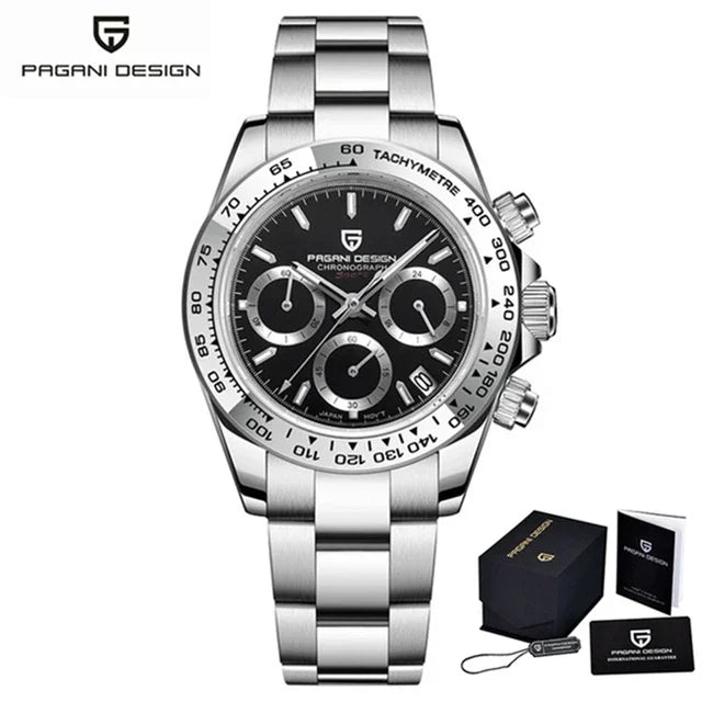 PAGANI DESIGN Nuovo orologio da polso al quarzo da uomo con lunetta in acciaio inossidabile, cronografo di lusso con vetro zaffiro VK63, orologio da uomo reloj hombre platinumshop
