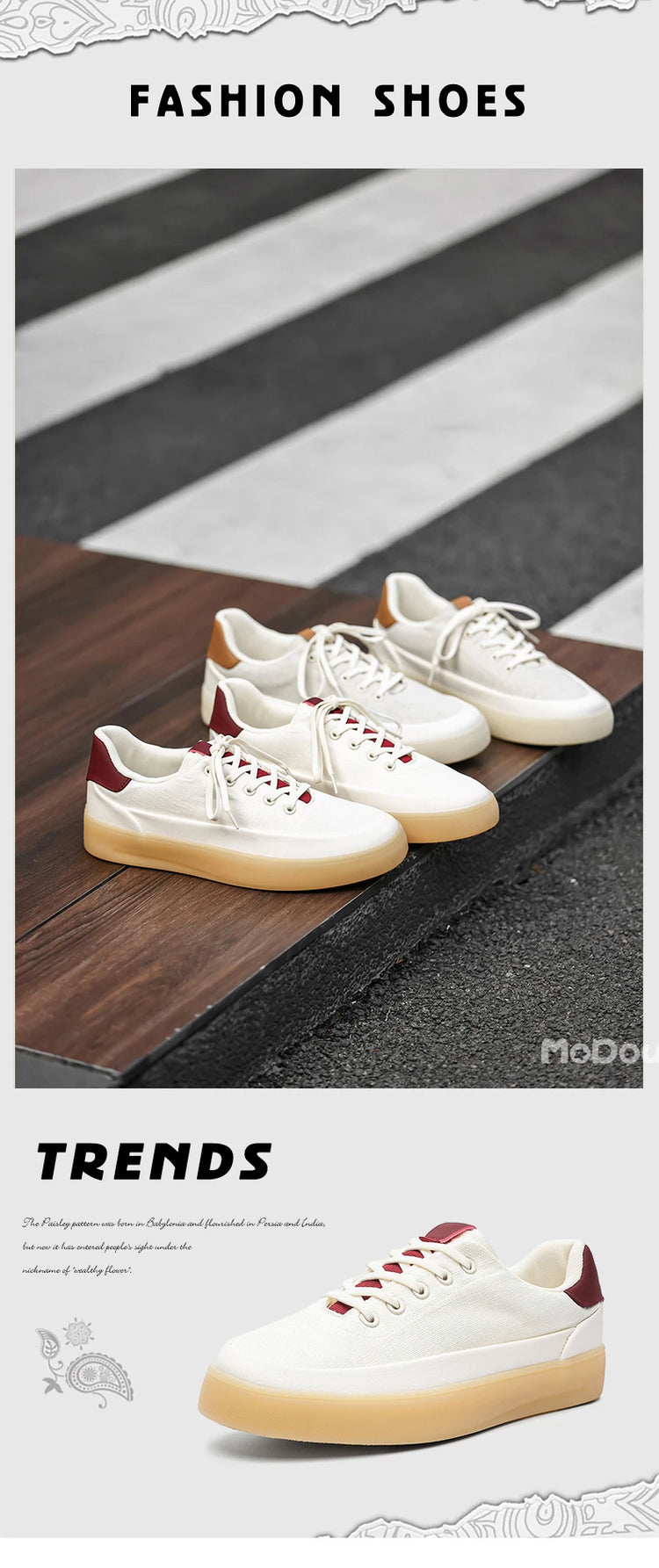 Men's Linen Canvas Platform Sneakers, Breathable Low‑Top Casual Skate Shoes, Retro Contrast Tan Trim Design, Soft Cushioned Thic