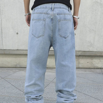 Spring Autumn Men Baggy Jeans Oversize Straight Loose Casual Denim Trousers Solid Color Streetwear Fashion Y2k Wide Leg Pants PlatiNum