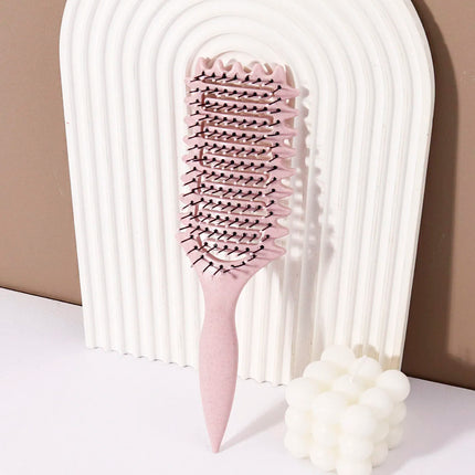 Curling Styling Brush - Hollow Massage Comb, Nylon Mane, ABS Plastic Handle, Comfortable Grip Special for Real Hair Wigs