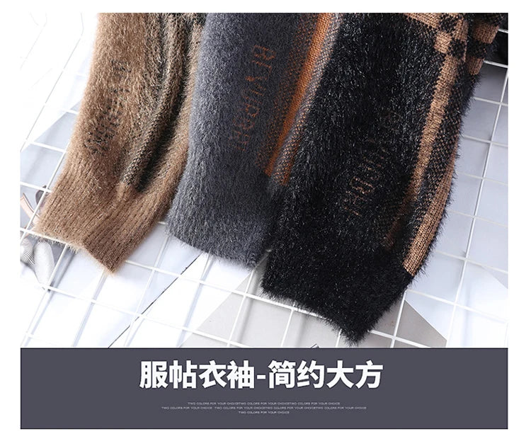 2025 New Winter Fashion Cashmere Sweater Men High Quality Comfortable Mens Sweaters Thick Warm Male Pullover