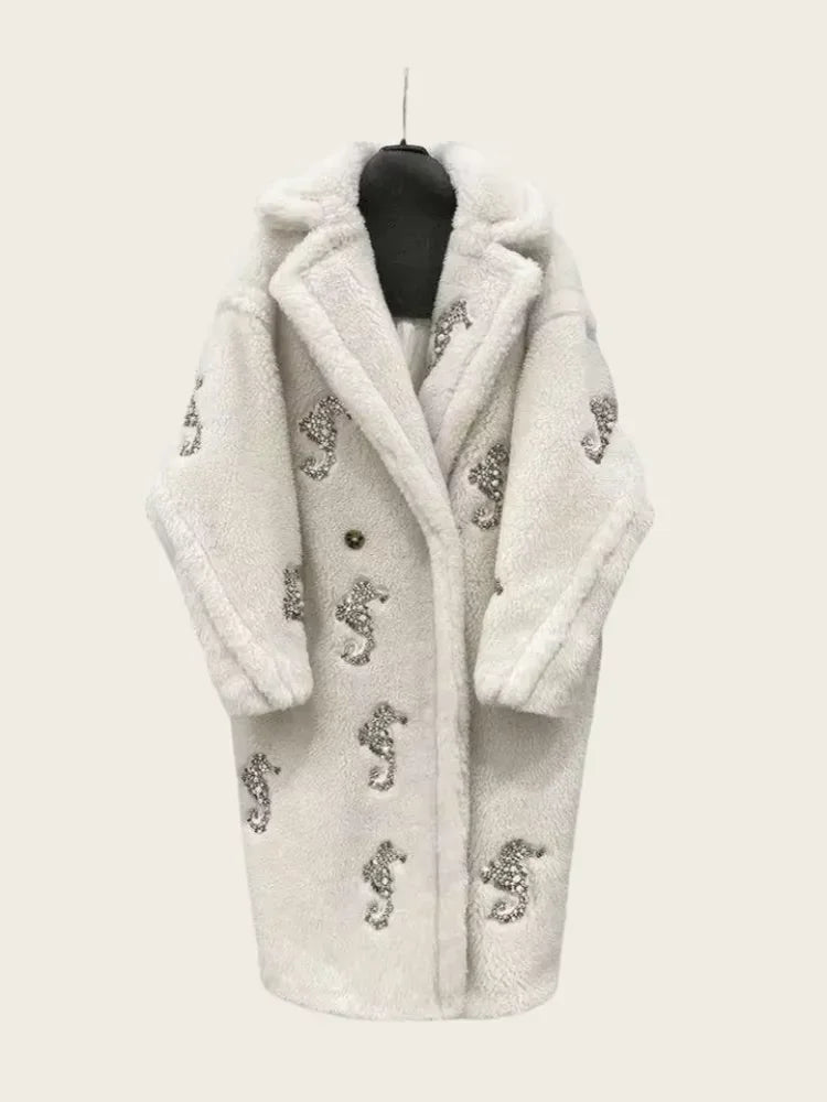 Max Teddy Coat 62% Alpaca 26% Wool 12% Silk Coat Winter Thicken Women's Coat