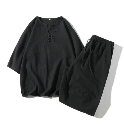 Stile giapponese Kimono T-shirt a maniche corte Pantaloni Due pezzi Top da uomo Pantaloni Abiti da uomo Giappone Harajuku Yukata Cardigan Costume
