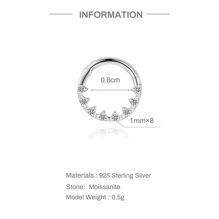 CANNER 1PC 6/7/8/9mm Moissanite 925 Sterling Silver Hoop Earrings Women Round Circle Piercing Earings Personalized Fine Jewelry PlatiNum