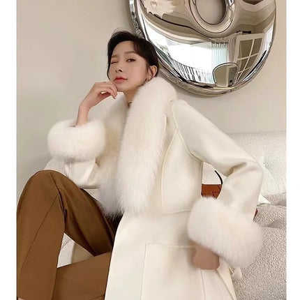 Luxury 2025 Real Fox Fur Collar And Cuffs Set for Women Winter Neck Warmer Fashion Scarf ShawlS Wrap Combo Large Size Furry Fur