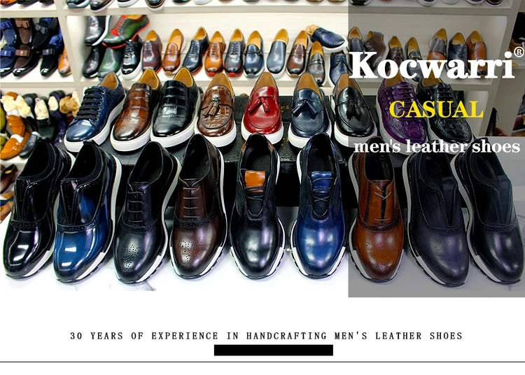 Men's Leather Shoes Casual Comfort Flat Shoes Lace Up Fish Pattern Handmade Shoes Dating Office Fashion Banquet Men's Shoes
