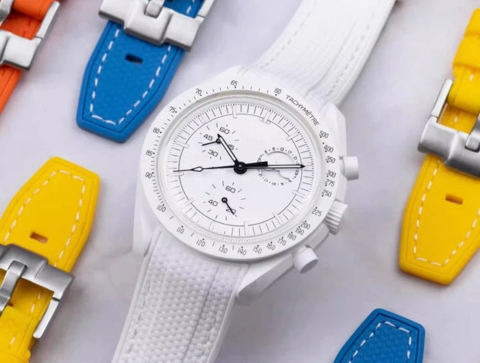 Cinturino in gomma per Swatch X Omega Joint MoonSwatch Cinturino sportivo impermeabile da 20 mm Cinturino con estremità curva in silicone per uomo donna platinumshop