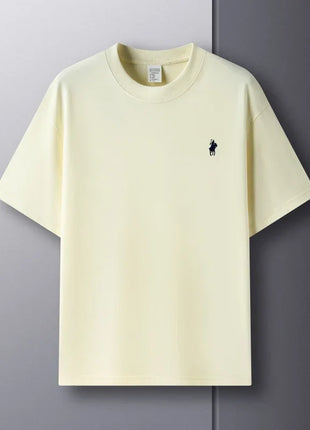 T-shirt homme col rond manches courtes 100 % pur coton, vente chaude, marque de luxe, été, broderie exquise, poney, haut respirant