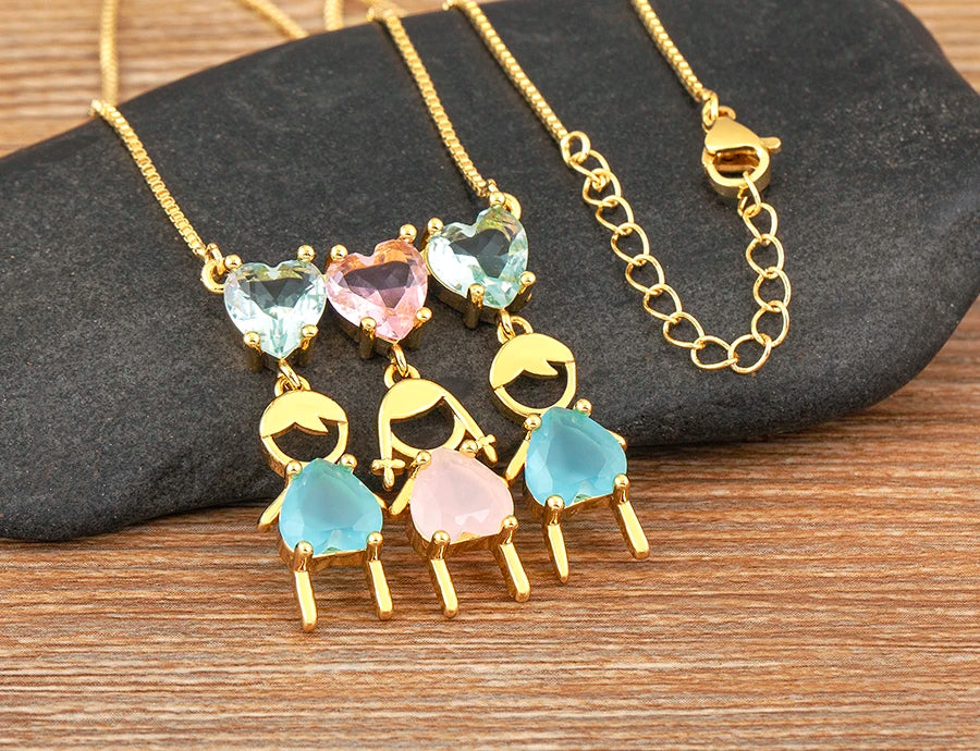 AIBEF Cuore Strass Ragazza e Ragazza Donna Ciondolo Collana Madre Cubic Zirconia Rame Dolce e Carino Gioielli Regalo di Fascino per Bambini