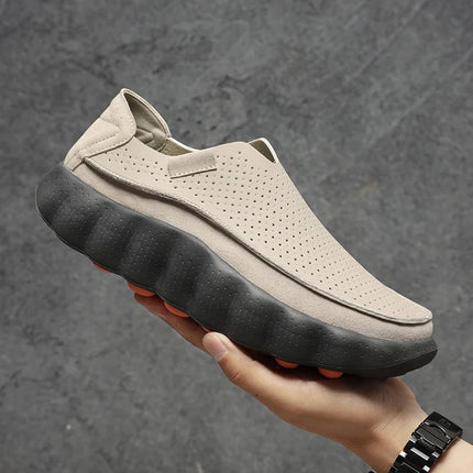 Mocassini da Uomo per Camminata all'Aperto, Scarpe Casual alla Moda, Scarpe da Passeggio in Pelle Morbida, Calzature Traspiranti per Guida, Mocassini Morbidi