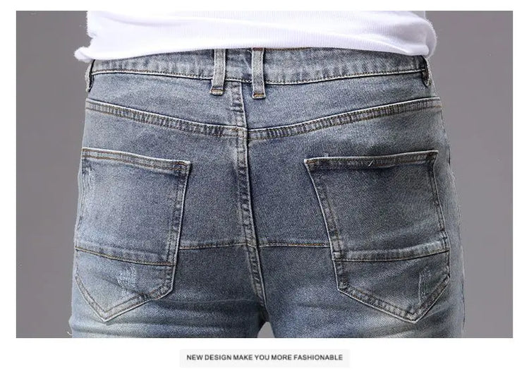 Men's Casual Jeans Vintage Straight Leg Elastic Slim Fit Autumn Winter Sweatpants Trousers Skinny Y2k Jeans Men's Cargo Pants
