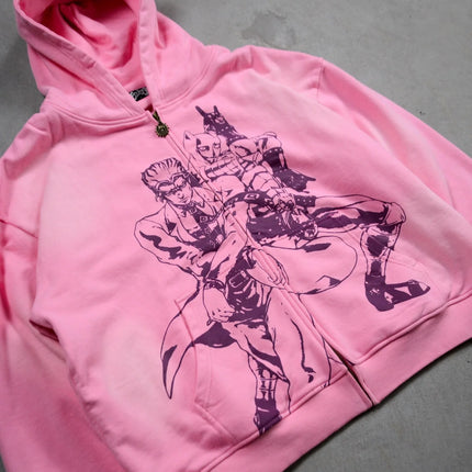 Jojo Bizarre Adventure Star Design Hoodies Women Men Zip Anime Hoodie Harajuku Streetwear Sweatshirt Y2k Men Clothing
