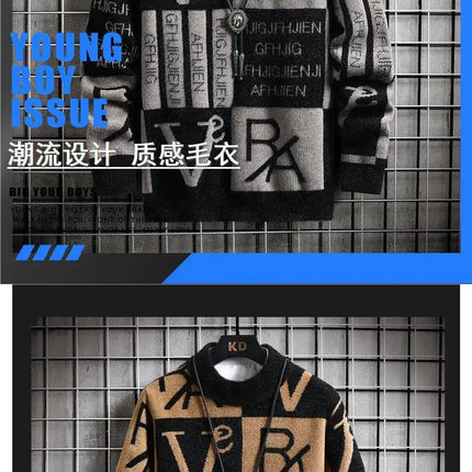 Men Knitted Sweater Stripe Pullovers Printing Round Neck Sweater Autumn/Winter Designer Quality Casual Men Clothing Jumper