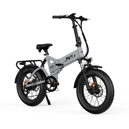 [EU DIRECT] Bicicletta Elettrica Pieghevole PVY Z20 PLUS, Pneumatici Fat da 20*4.0 Pollici con Tripla Sospensione Ammortizzata, Coppia 100N.m, Batteria 48V 16.5Ah - Grigio
