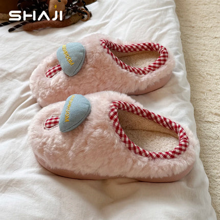 Plush Cotton Slippers Women Winter Indoor Home Shoes Anti-slip Thick Warm Cotton Shoes Cartoon Slippers Soft Comfortable Slipper