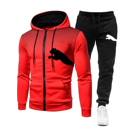 2025 Men's Autumn and Winter Hooded Sweatshirt Set, Hooded Sweatshirt + Pants Set, Sports Running Leisure Wear PlatiNum