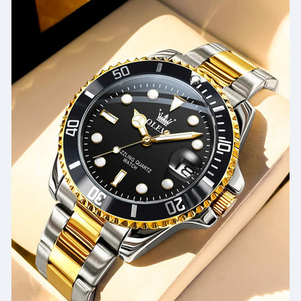 OLEVS 5885 Orologio da uomo Orologio al quarzo impermeabile di marca originale Cinturino in acciaio inossidabile Data automatica Orologi da regalo da uomo per uomo platinumshop