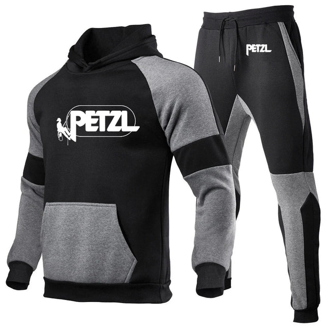 2025 Spring Autumn Man's PETZL Life Wall Climbing Logo Print New Type Senior Comfortable Hoodies+Leisure Sports Pants Suits PlatiNum