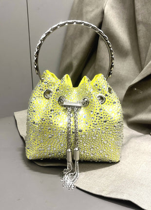 Handle Rhinestones Evening clutch Bag Purses and handbag luxury Designer shoulder bag Shiny Crystal Clutch purse bucket bag PlatiNum