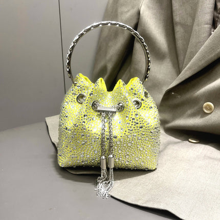 Handle Rhinestones Evening clutch Bag Purses and handbag luxury Designer shoulder bag Shiny Crystal Clutch purse bucket bag PlatiNum