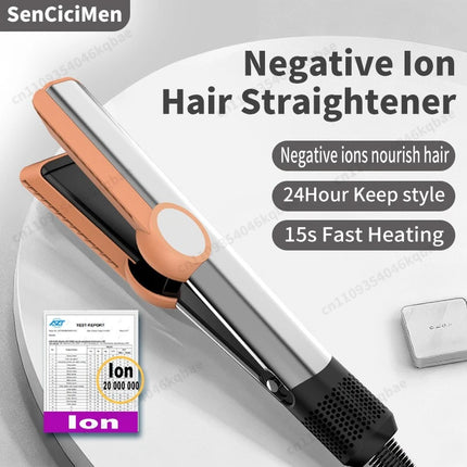 2 in 1 Hair Straightener & Hair Dryer with 15s Fast Heating Hair Flat Iron Negative Ion Iron for Less Frizz, Shinier & Smoother
