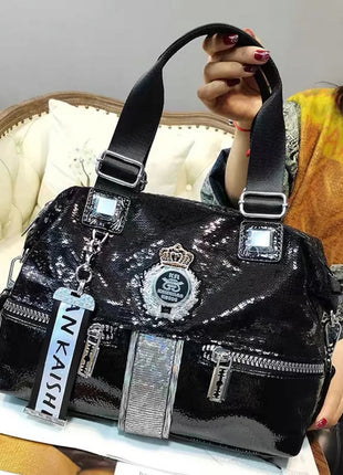 Large Capacity Handbag Female 2024 New Trend High-Grade Fashion Sequins Messenger Bag Luxury Designer Casual Tote Shoulder Bags PlatiNum