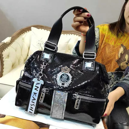 Large Capacity Handbag Female 2024 New Trend High-Grade Fashion Sequins Messenger Bag Luxury Designer Casual Tote Shoulder Bags PlatiNum