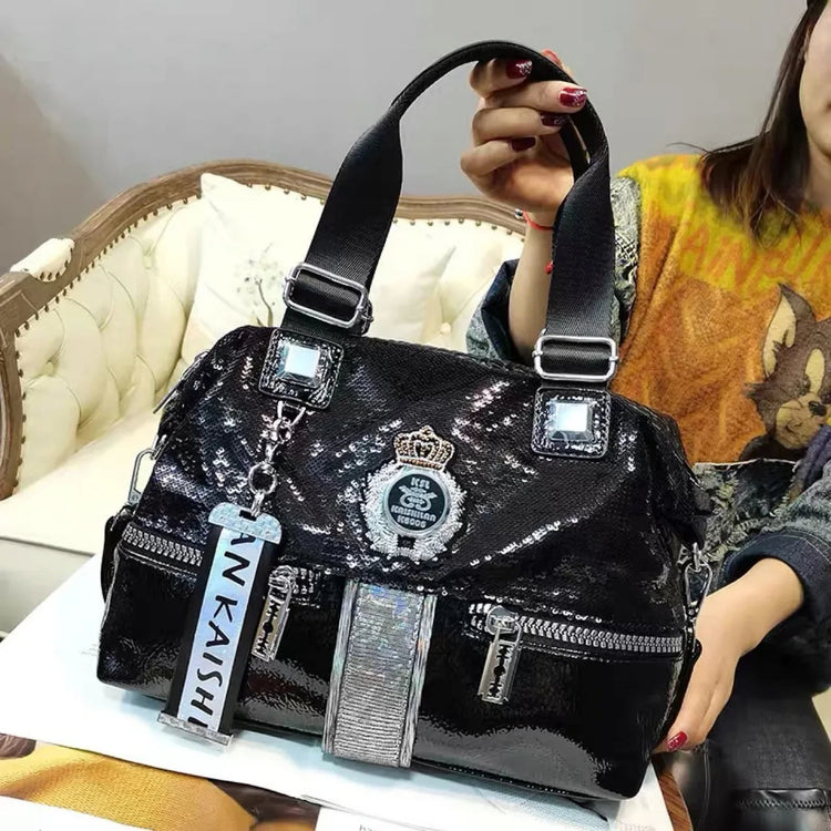Large Capacity Handbag Female 2024 New Trend High-Grade Fashion Sequins Messenger Bag Luxury Designer Casual Tote Shoulder Bags PlatiNum