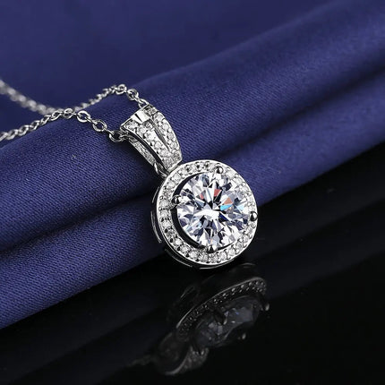 925 Sterling Silver Necklace For Women Round Pendent Sparkling Pave CZ Necklace Fashion Anniversary Birthday Jewelry Gifts N325 PlatiNum