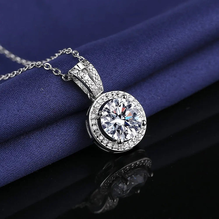 925 Sterling Silver Necklace For Women Round Pendent Sparkling Pave CZ Necklace Fashion Anniversary Birthday Jewelry Gifts N325 PlatiNum