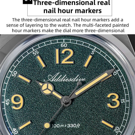 ADDIESDIVE 36mm Hot Sale Men's Watch AD2518 Bubble Mirror Glass 316L Stainless Steel Reloj Hombre 100m Waterproof Quartz Watches