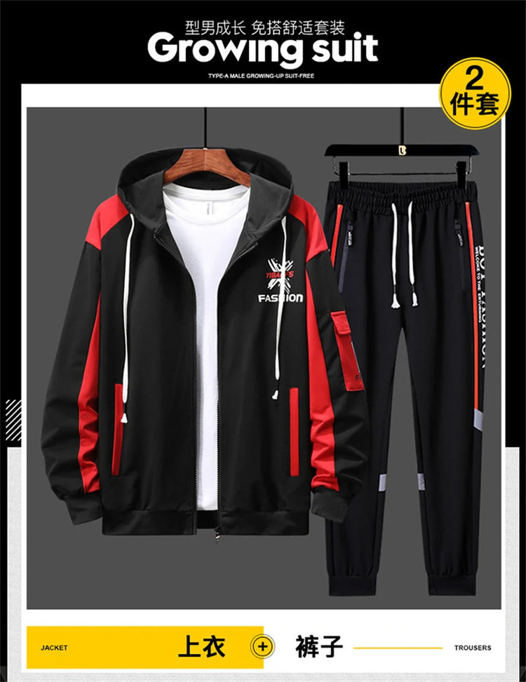 2027 New Style Men Cardigan and Pants Casual 2 Piece Set Sportswear Spring and Autumn Men's Clothing Printed Tracksuits Hoodies