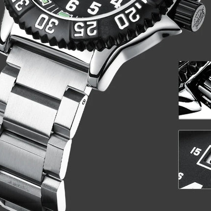 ADDIESDIVE 44mm Men's  Wrist Watch 50m Water Resistant Large Luminous Dial Date Display Stainless Steel Men's Quartz Watch