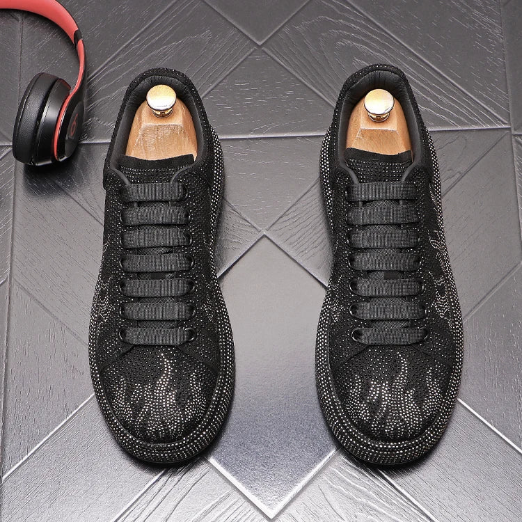 New Style Luxury Men's High Hip-hop Casual Shoes Men Black Fashion Rivets Shoes Italy Fashion Leisure Driving Loafers