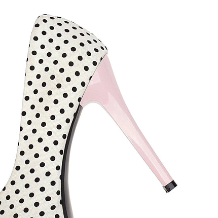 Sexy Super High Heels Women Platform Pumps Polka dot Bow Party Dress Shoes Woman Elegant Wedding Shoes Female 12cm Stilettos PlatiNum