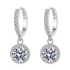 925 Sterling Silver 1 Carat Moissanite Round Earrings for Women Luxury Evening Style PlatiNum