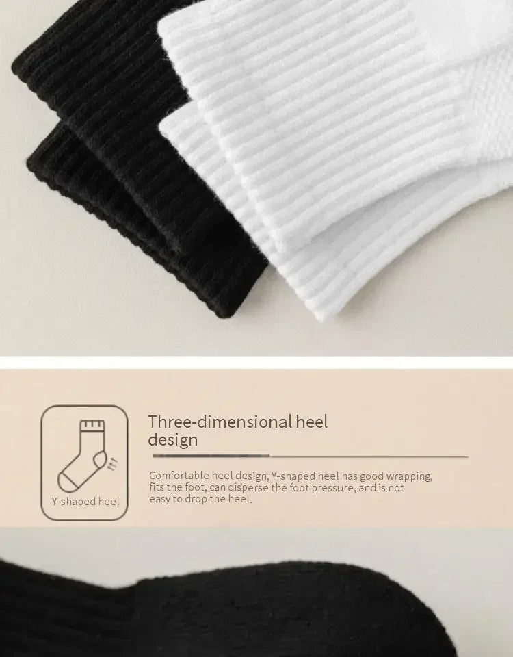 10 paia di calzini HLHYX da uomo in cotone deodorante, con fondo in spugna, a tubo medio, bianchi, i
