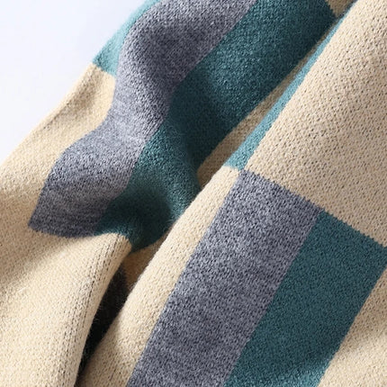 Fashion Fall Winter Japanese Style Turtleneck Sweater Men High End Mens Christmas Sweaters Thick Warm Striped Pullover