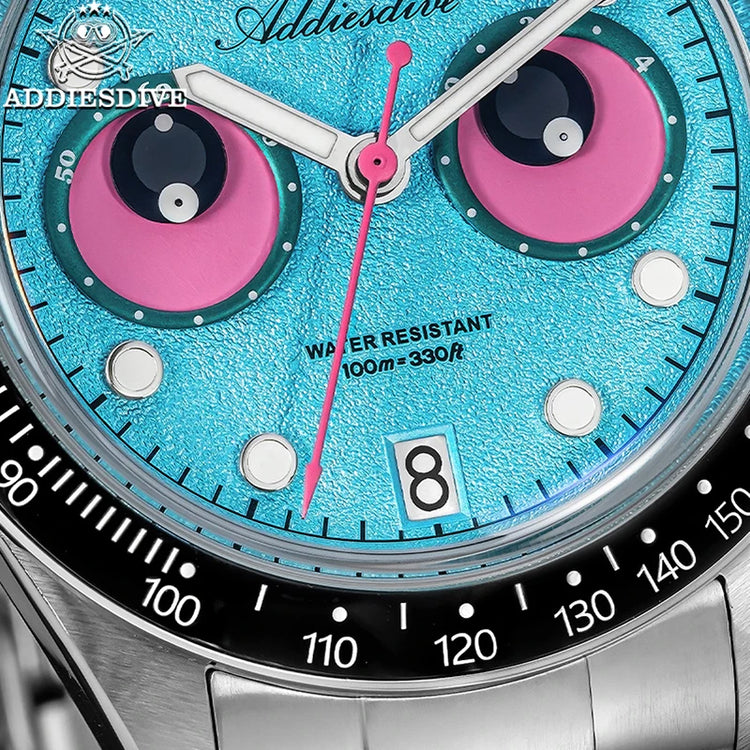 ADDIESDIVE New Men Watch AD2557 Luxury Chronograph VK64 Quartz Wristwatch Ceramic Bezel Luminous Dive 100m Waterproof 40mm Watch