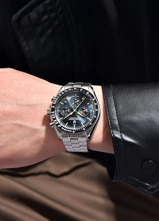 PAGANI DESIGN 2026 Nuovo Orologio da Uomo Moon, Orologio al Quarzo di Lusso per Uomo, Cronografo con Vetro Zaffiro AR, Impermeabile, Movimento VK63, Cinturino in Nylon