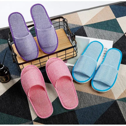 5 pairs/lot men women disposable hotel slippers guest cotton slides home travel SPA slipper hospitality cheap indoor slip-on