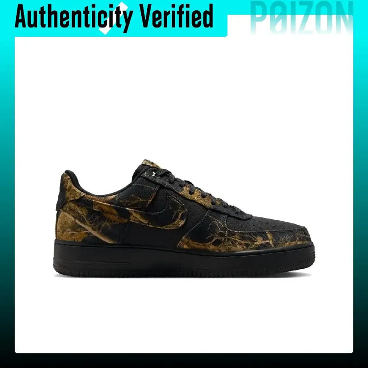 Nike Air Force 1 Fabric Cushioning Low-top Skateboard Shoes Men's Black Brown IH1221-001