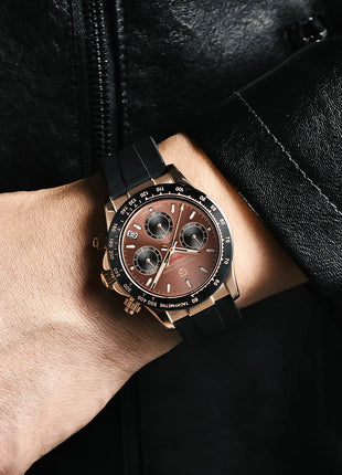 Nuovo Orologio da Uomo PAGANI DESIGN Cronografo di Lusso in Oro Rosa, Quadrante Blu Ghiaccio 40mm, Vetro Zaffiro, Impermeabile 100M, Cinturino in Gomma, Orologio Sportivo Maschile + CONFEZIONE REGALO